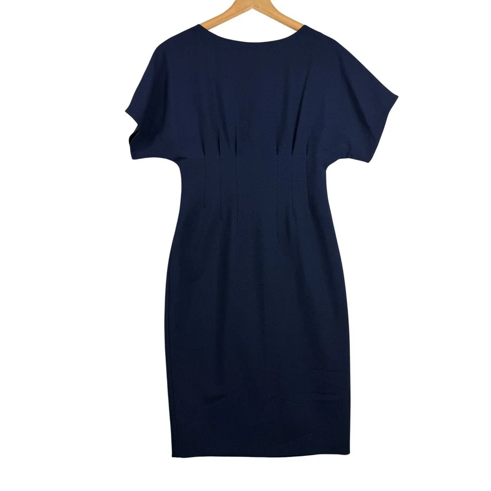 Eliza J Fluter Sleeve Bateau Neckline Midi Dress size 6 Navy Blue